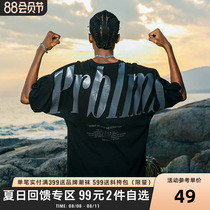 PRBLMS tide brand high brightness heavy industry glue large LOGO print summer T-shirt street trend casual short sleeves