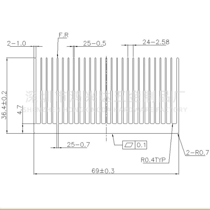 Bộ tản nhiệt bằng nhôm công suất cao răng dày đặc Chiều dài 69 * 36MM có thể được tùy chỉnh Tùy chỉnh bộ tản nhiệt bằng nhôm chất lượng cao