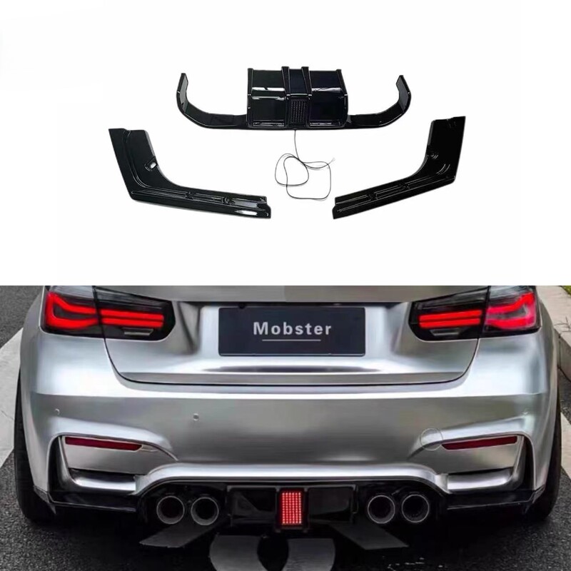 Suitable for Bmw 3 Series F30F35 Modified to M3 Style Rear Lip with Lights, Rear Diffuser Surround Modification Body Kit Suitable for Bmw 3 Series F30F35 Modified to M3 Style Rear Lip with Lights, Rear Diffuser Surround Modification Body Kit