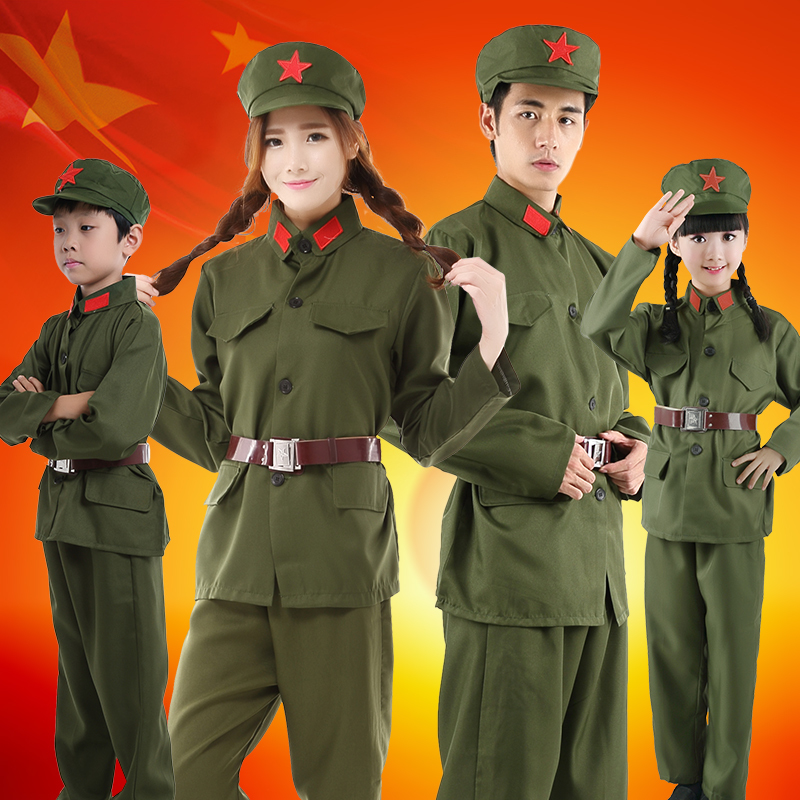 Revolutionary Red Army Performance Costumes, Anti-Japanese War Costumes, Red Guards Dance Costumes, Adult and Children's Performance Costumes, Stage Chorus Costumes, Youthful Elegance Revolutionary Red Army Performance Costumes, Anti-Japanese War Costumes, Red Guards Dance Costumes, Adult and Children's Performance Costumes, Stage Chorus Costumes, Youthful Elegance