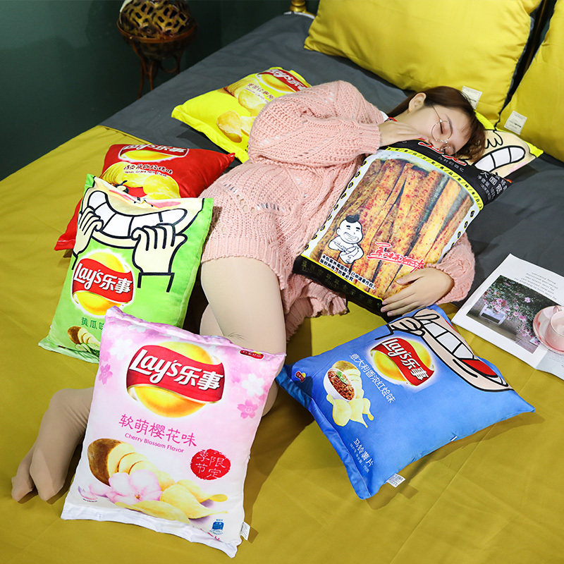 Internet-Famous Snack Pillow, Food Simulation Potato Chips, Instant Noodles Cushion, Plush Cola Spicy Strips, Creative and Quirky Gift for Women