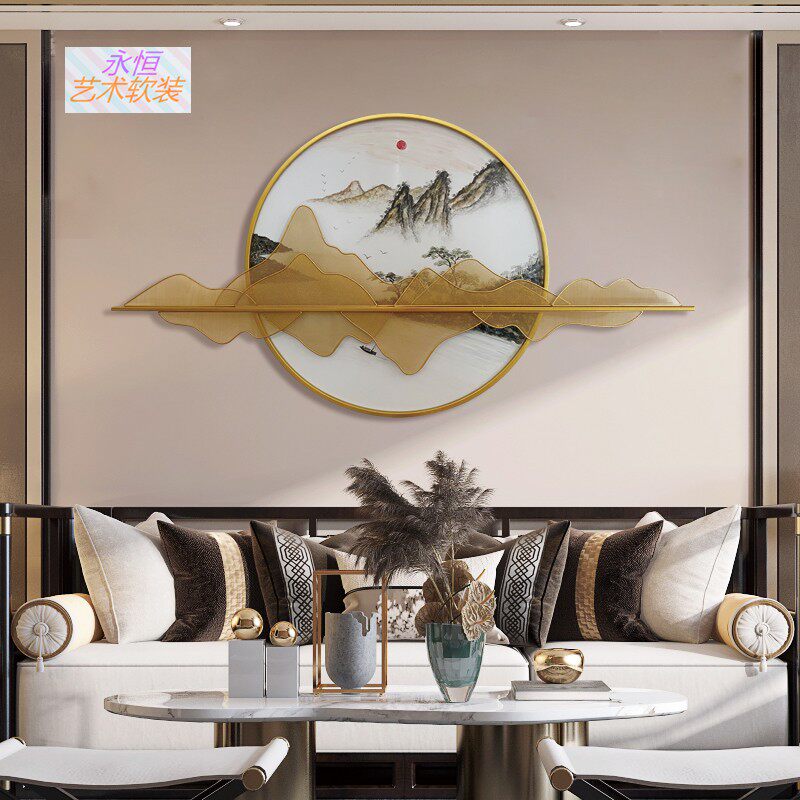 Chinese rockery landscape painting decorative painting creative home living room background wall porch hanging decoration model room soft wall hanging