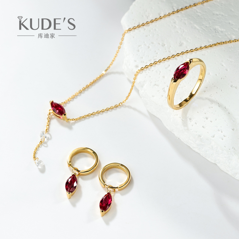 Kudi Jewelry 0.65 Carat Cultured Ruby Ring, Elegant, Exquisite and High-End Design, Valentine's Day Gift