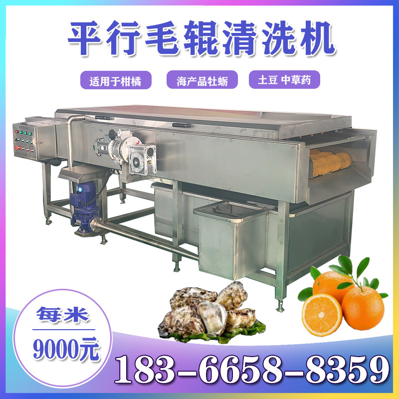 Commercial citrus lemon Parallel wool roller cleaner Apple wash waxed equipment Oyster Scallop Wash depuree