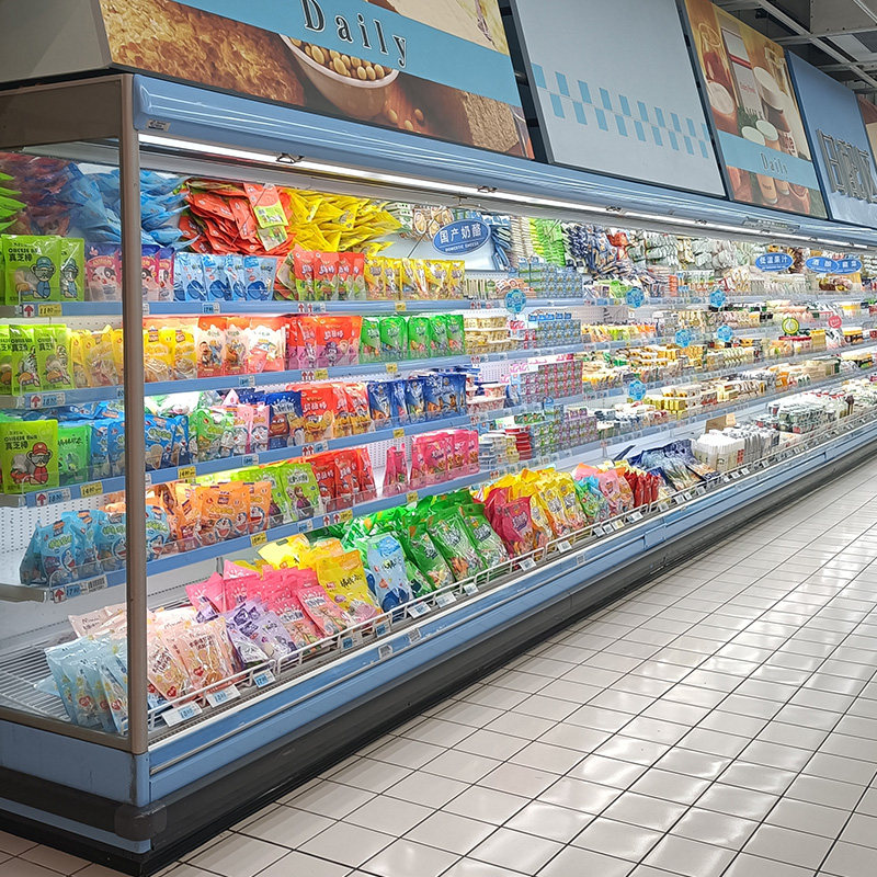 Rikang curtain cabinet fruit fresh cabinet commercial refrigeration cabinet spicy hot string display cabinet supermarket order display cabinet