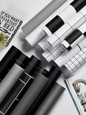 ins wallpaper self-adhesive plaid black and white waterproof pvc warm bedroom bedroom dormitory wardrobe wall renovation sticker wallpaper