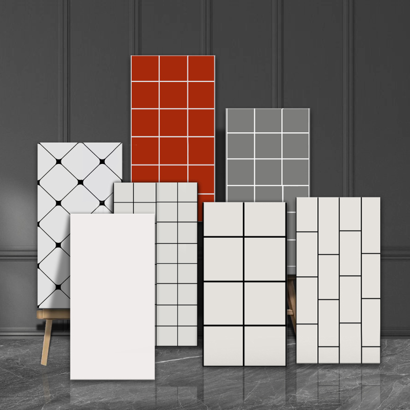 Grid Wall Stickers Self-Adhesive Waterproof Imitation Tile Stickers Oil-Proof Background Wall Bathroom Restaurant Private Room Renovation Wall Stickers