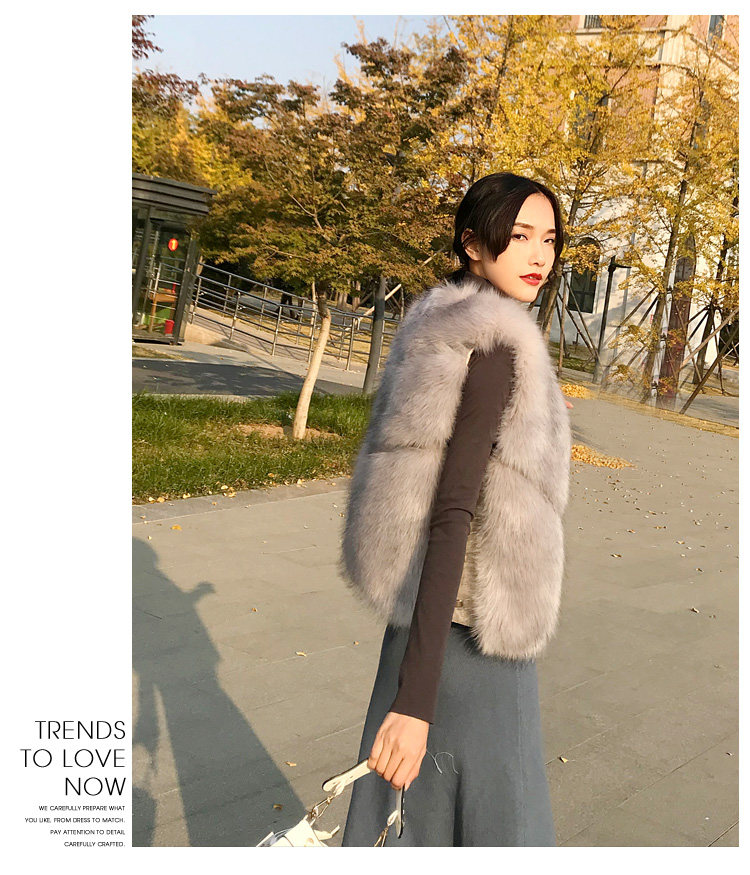 初曼丽 仿皮草 女狐狸毛马甲 图10