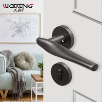 Woding door lock Indoor mute lock Magnetic simple door lock Bedroom household solid wood door handle black gray door lock