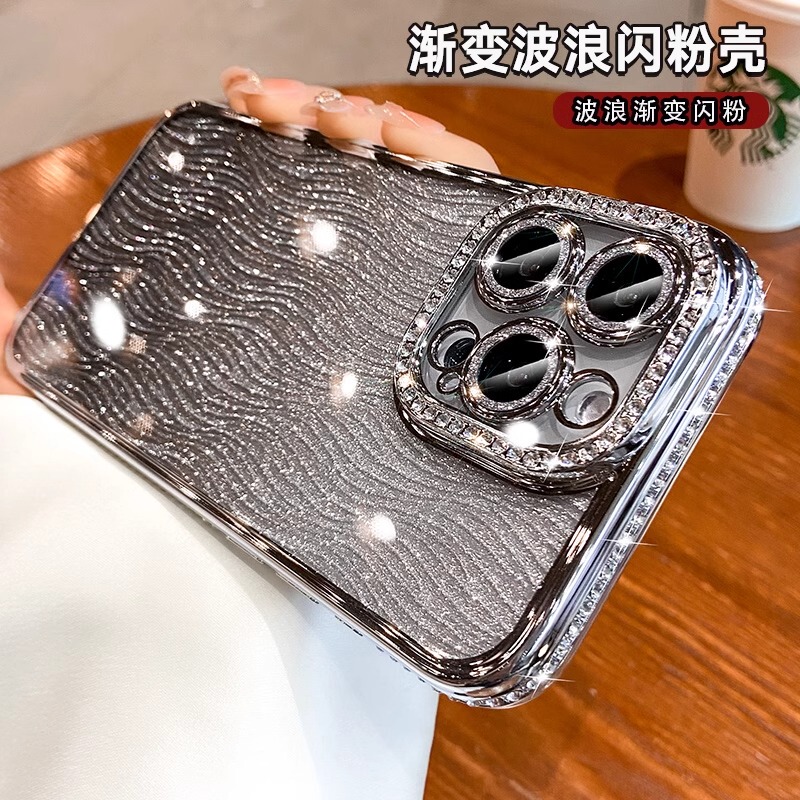 2024 Luxury Rhinestone Phone Case for Apple 15 Pro Max, New Model iPhone 14 Full Coverage with Lens Film, 13 Pro High-End Feel, Women's Style, 12 High-End Plus Niche, 11 Internet Celebrity Silicone Case