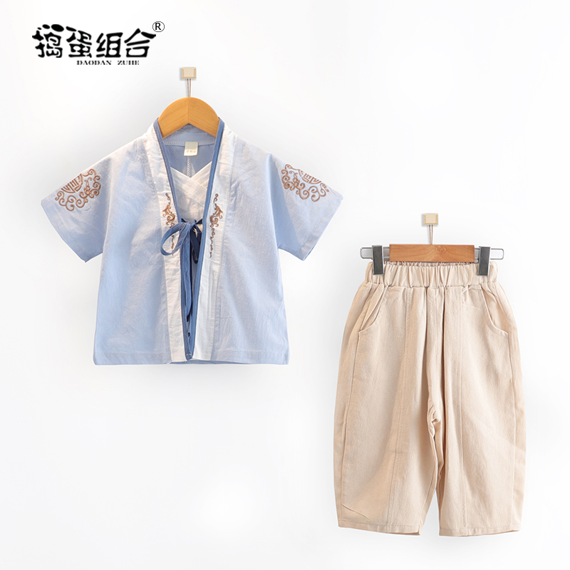Children's Tang Costume Boy Hanfu Baby's Birthday Dress Chinese Wind Boy Summer Thin national ancient dress Out of service