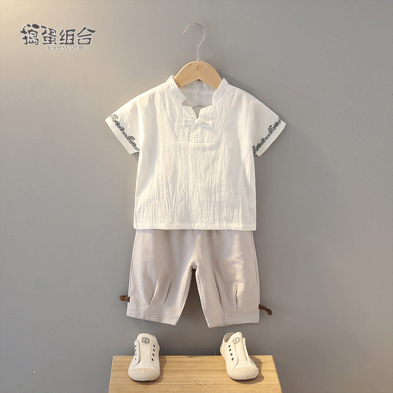 Children's Han suit Summer clothes baby age gown boy Han clothes retro Chinese wind and ancient clothes boy Republic of China Wind children's clothes
