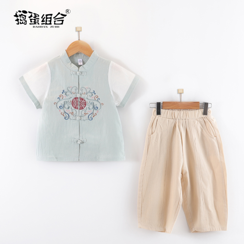 Boy's Tang suit Chinese wind and summer clothes baby age gown for children Han uniforms handsome boy retro Republic of Republic of China