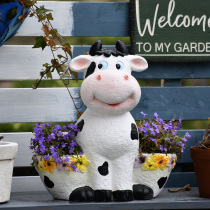 Cute Cartoon Animal Sculptures Flower Pots Cows swing pieces Multi-meat plant Potted garden Decorative Courtyard balcony Placement
