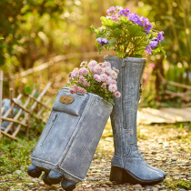Fleshy green dill flower pot Garden decoration courtyard creative cowboy boots large caliber art personality balcony living room pot