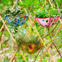 Creative wrought iron umbrella hanging wall Flower pot wall Wall decoration Pendant Garden living room Courtyard wall decoration Wall decoration
