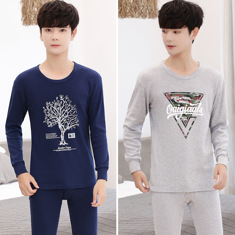 Teen bộ đồ lót nam cotton sở trường trung học quần áo sinh viên mùa thu quần mùa thu cotton mỏng bông áo len.