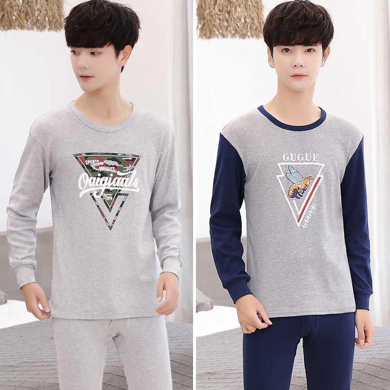 Teen bộ đồ lót nam cotton sở trường trung học quần áo sinh viên mùa thu quần mùa thu cotton mỏng bông áo len.