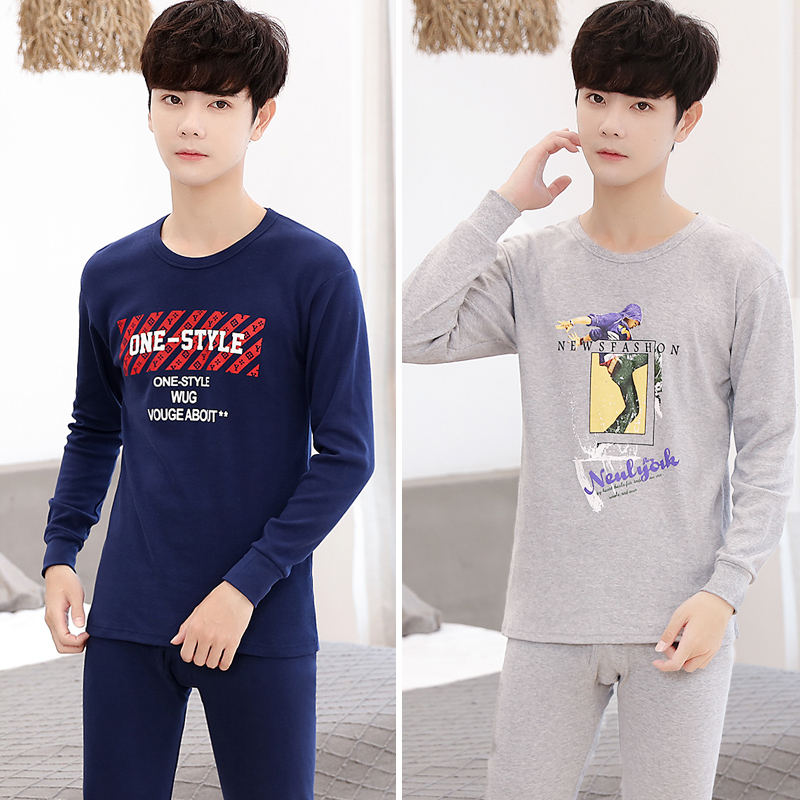 Teen bộ đồ lót nam cotton sở trường trung học quần áo sinh viên mùa thu quần mùa thu cotton mỏng bông áo len.