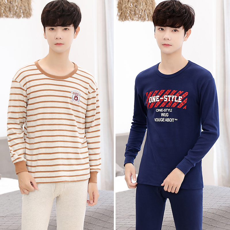 Teen bộ đồ lót nam cotton sở trường trung học quần áo sinh viên mùa thu quần mùa thu cotton mỏng bông áo len.