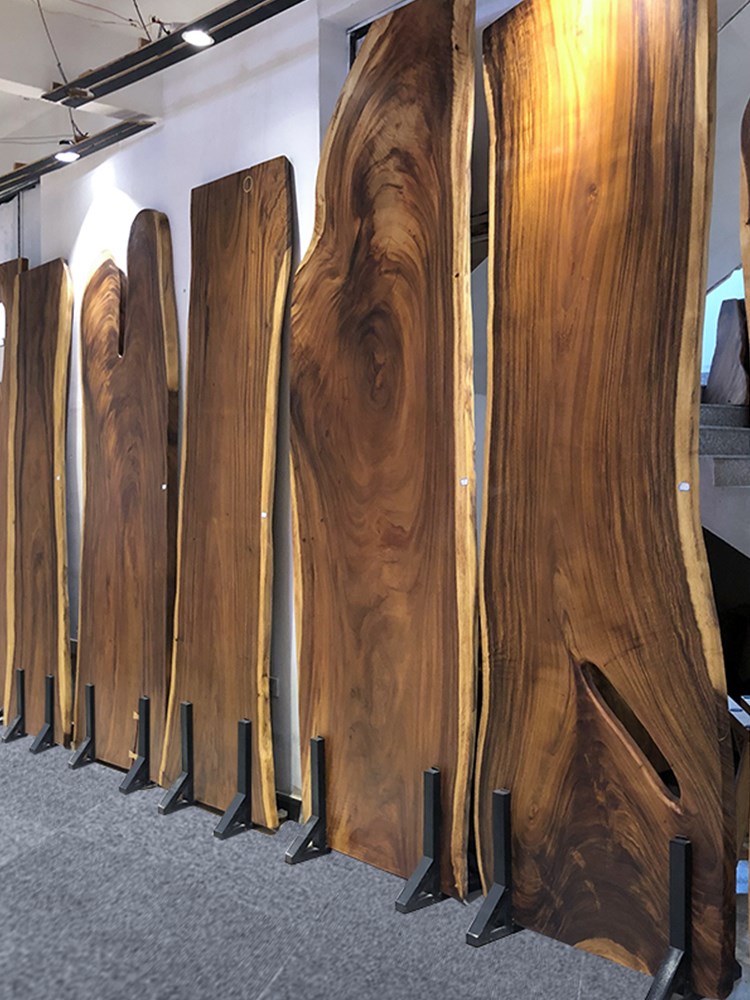 New Chinese Walnuts Wood Tea Table Solid Wood Large Plate Desk Modern Minima Table Irregular Log White Wax Wooden Table