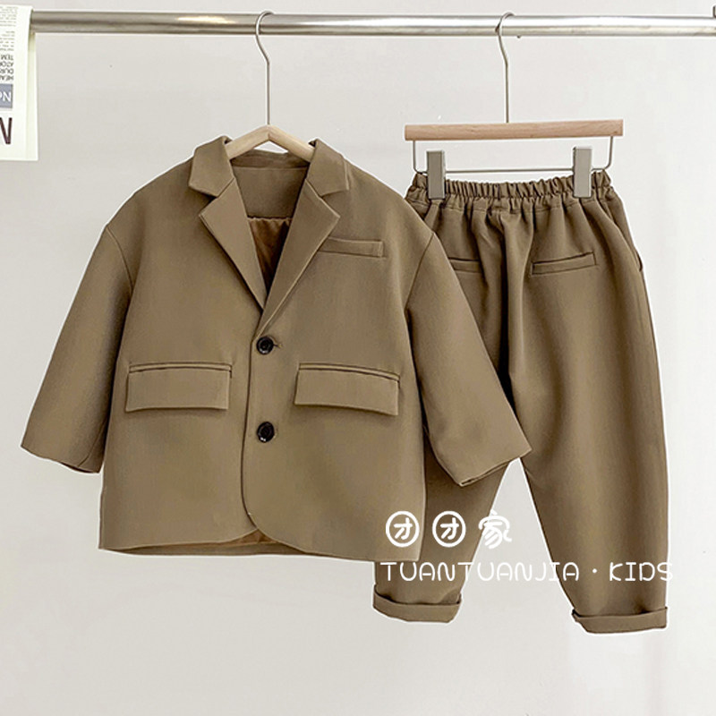 The group team's Korean Boy's Pure Color Suite 2022 new children's net red fried street fashionable kit tide