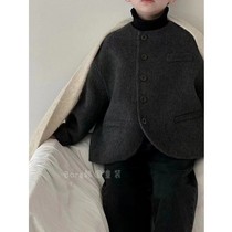 Bora Korean Korean mens and womens woolen coats for small and medium-sized babies in autumn and winter 2024 new handsome warm coats