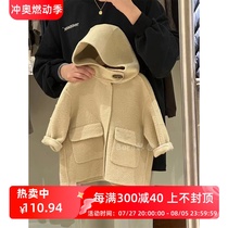 Bora Korean mens and womens woolen coats spring and autumn clothing for small and medium-sized babies new fashionable hooded long coat