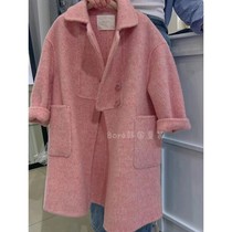Bora Korean Korean mens and womens woolen coats 2024 new autumn and winter clothing for small and medium-sized babies pink casual coats