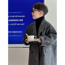 Bora Korean mens and womens woolen coats autumn and winter clothing for small and medium-sized babies new fashionable thickened long coats