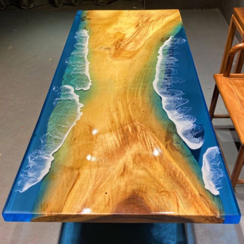 Large plate solid wood log Epoxy River Table Walnuts Wood 1 m 8 Tea Table Tea Table Wave Table Small Tea Table