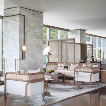 New Chinese solid wood knitted rattan sofa rattan chair combined hotel-like board room for sale at the reception area Cassette Modern Outdoor