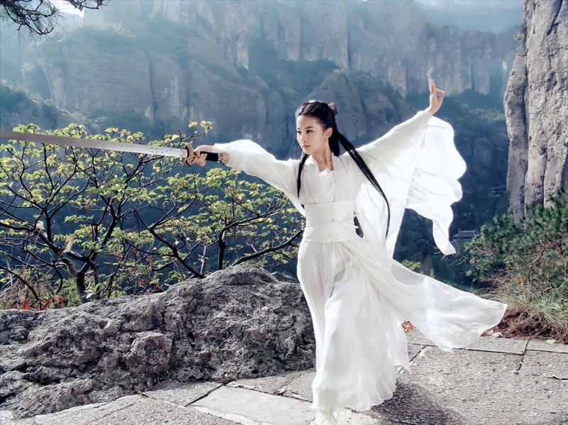Liu Yifei's Same Style Ancient Costume Xiaolong Girl White Han Dynasty Fairy Suspender Skirt Wide Sleeves White Han Dynasty Performance Costume Super Fairy