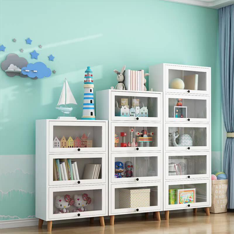 Simple bookcase with glass door living room with room shelf landing household bedroom storage cabinet children's bookcase combination