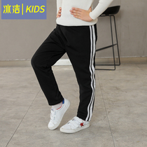 Ice Cleaning Girl Down Pants 2022 Winter New Children Striped Sports Pants CUHK Suede Warm Outer Wear