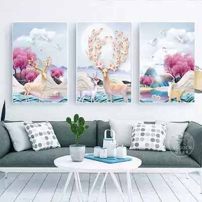 Handmade Diamond painting full diamond 2021 new living room fortune elk triplian elk painting landscape 5D dot paste crystal diamond embroidery