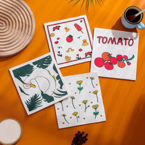 Imported wood pulp cotton wipes absorbed water to wash dishwashed dishes and dishes cleaning cloth