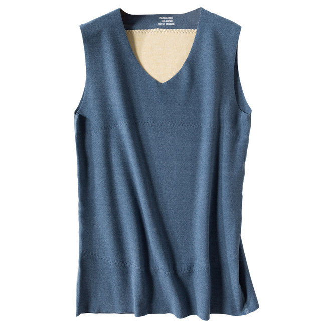 Non-marking warm vest men plus velvet silk stomach protection German velvet brushed fever inner wear autumn and winter sleeveless t-shirt vest