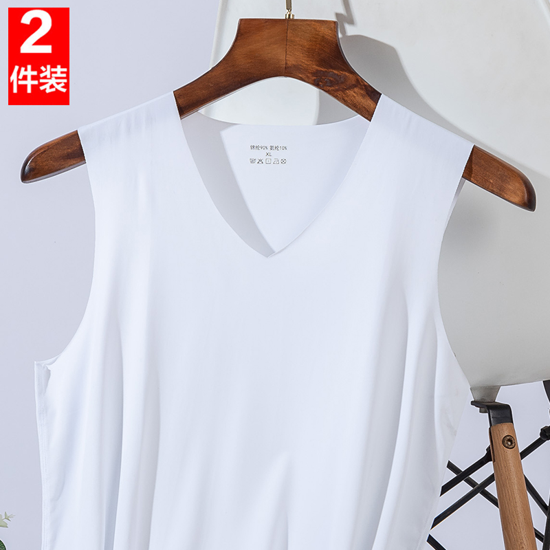 Ice silk vest men's trendy summer thin section fitness hurdle sports seamless tight-fitting bottoming vest sweatshirt sleeveless t-shirt