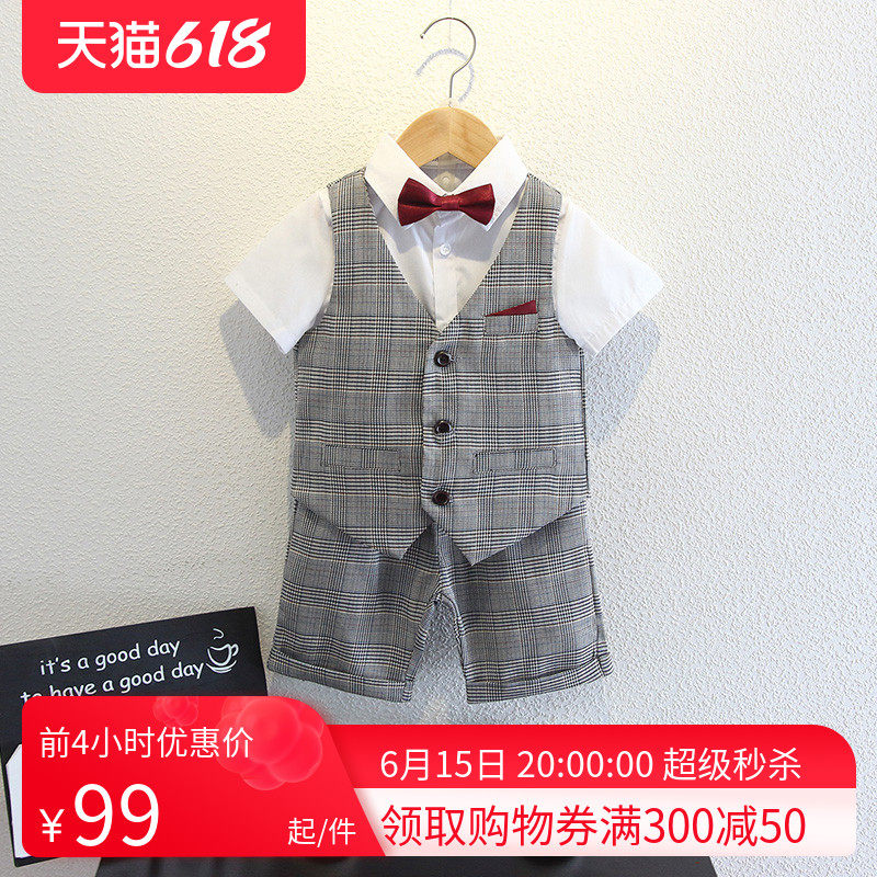 Boy suit children suit Summer Inn wind three sets of flowers children gown gowns The Korean version of the baby's clothes