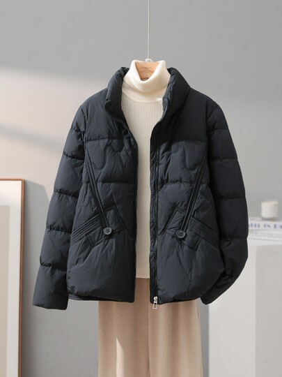 Down jacket for women autumn and winter 2025 new style fashion temperament short style slimming white duck down warm jacket top