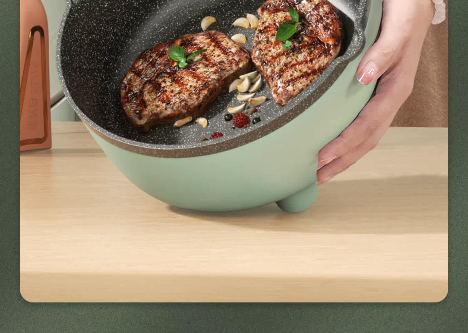 Плиты 奥克斯电炒锅多功能一体锅家用电煮锅小型宿舍炒菜火锅蒸煮煎电锅 AUX