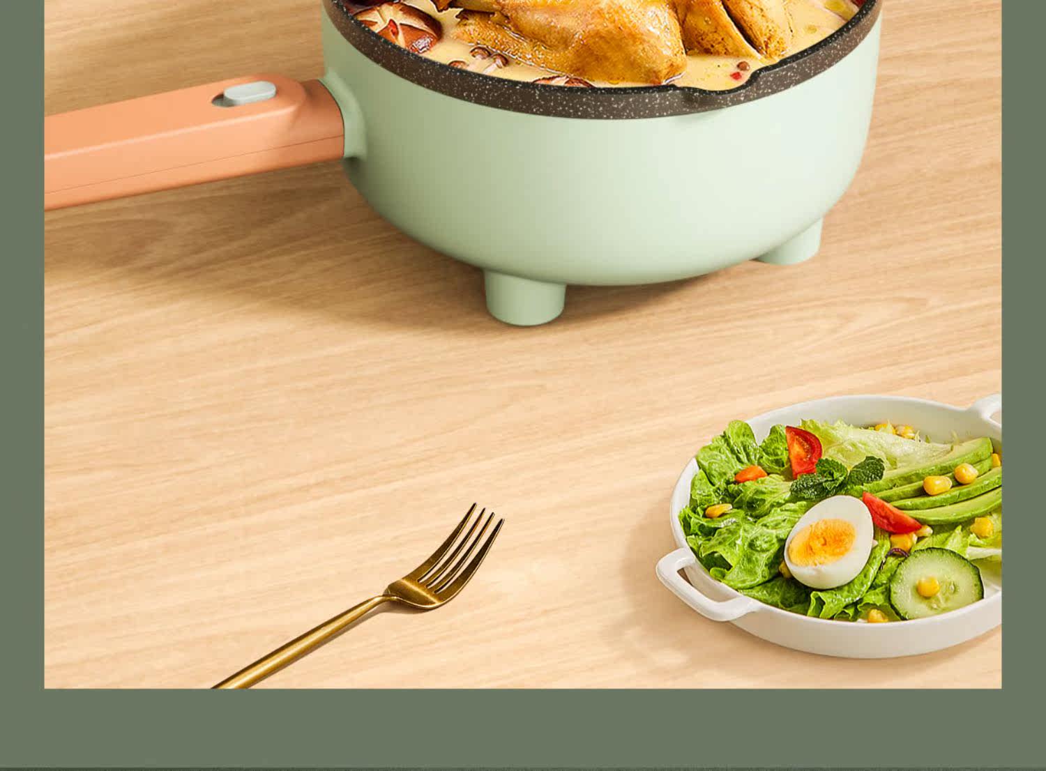 Плиты 奥克斯电炒锅多功能一体锅家用电煮锅小型宿舍炒菜火锅蒸煮煎电锅 AUX