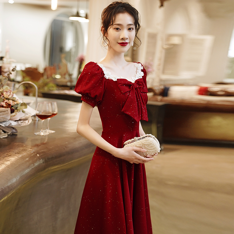 Evening dress, red girls dress, summer wedding dress, french style, suitable for teen Evening dress, red girls dress, summer wedding dress, french style, suitable for teen