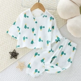 Детская летняя тонкая пижама подходит для мужчин и женщин, детский хлопковый марлевый комплект