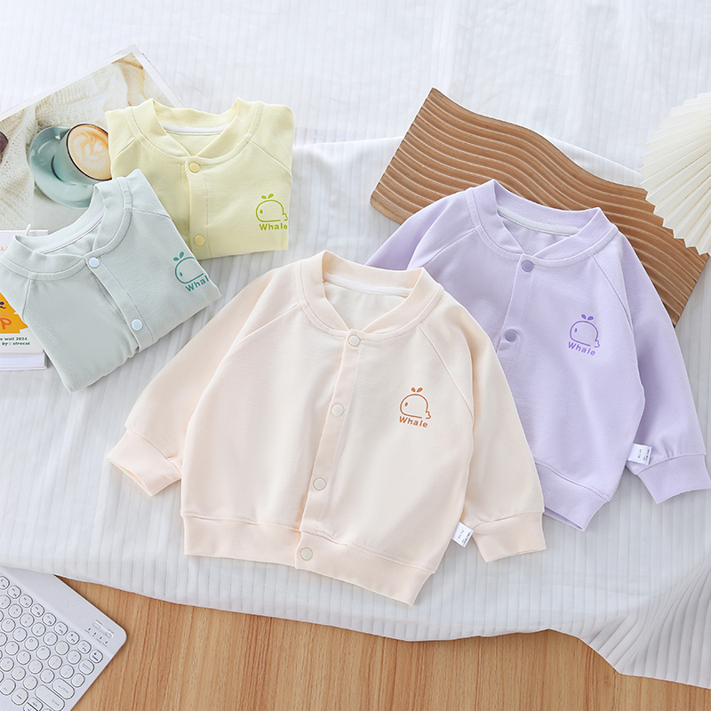 Baby Jacket Spring and Autumn Pure Cotton Thin Style Unisex Baby Cardigan Top Clothing for One-Year-Old Infants and Toddlers Spring Wear