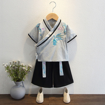 Han - suited boy summer dress 2 Chinese style 3 - year - old children summer old style improved short - sleeved baby to perform the childrens antique costume