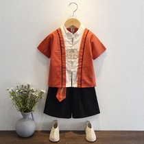 Han clothing boys summer dress 1 China Wind 2 show dress 3-year-old baby summer short sleeve kindergarten cotton childrens Tang Fashion 4