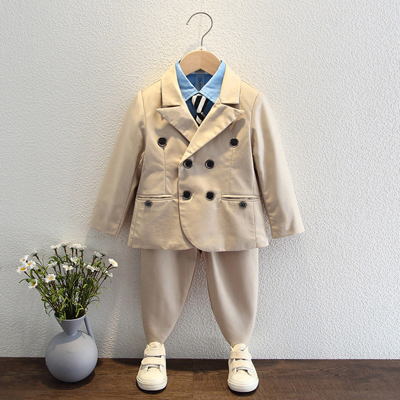 Boy Suit Spring Autumn Children Casual Gown Suit Baby Fall Handsome Birthday Wedding Stage Children West Suit