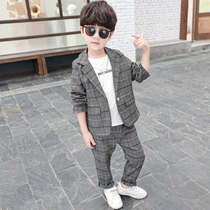 Boys suit spring and autumn Plaid casual dress boy handsome foreign Korean childrens suit mens suit suit